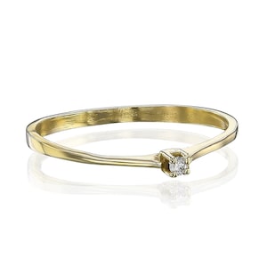 Dainty 14k Gold Ring For Women, Thin Wedding Ring, Tiny Diamond Engagement Ring, Small Ring, Simple Ring, Delicate Ring, Minimalist Ring