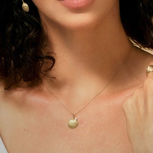 Dainty 14k Gold Seashell Necklace, Short Boho Necklace, Minimalist Seashell Jewelry, Seashell Necklace For Women, Everyday 14k Gold Necklace