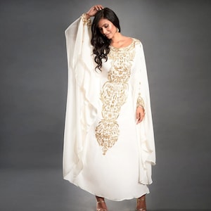 Nahla Abaya Caftan, Gold Modest Kaftan Dress, Kaftan Maxi Dress, Beach Dubai Kaftan, Gold Beaded Wedding Bridal Gown, Plus Size Dress, S-4XL