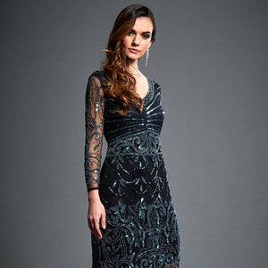 Lilly Black Great Gatsby Inspired Dress 3 4 Sleeve Black Etsy A wide variety of great there are 105 suppliers who sells great gatsby dresses sleeves on alibaba.com, mainly located in asia. etsy