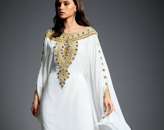 Amira Abaya Caftan, Gold Embellished Kaftan Dress, Kaftan Maxi Dress, Dubai Kaftan, Gold Beaded Wedding Bridal Gown, Plus Size Dress, S-4XL