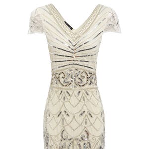 Silvia Off White Flapper Dress, 1920s Great Gatsby Inspired, Art Deco, Downton Abbey, Short Wedding Dress, Bridal Rehearsal Formal Dress image 4