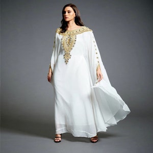 Abaya Kaftan Dress, Arabic Goddess Wedding Dress, Gold Embellished Caftan Dress, Kaftan Maxi Dress, Dubai Kaftan, Plus Size Kaftan, S-4XL image 2