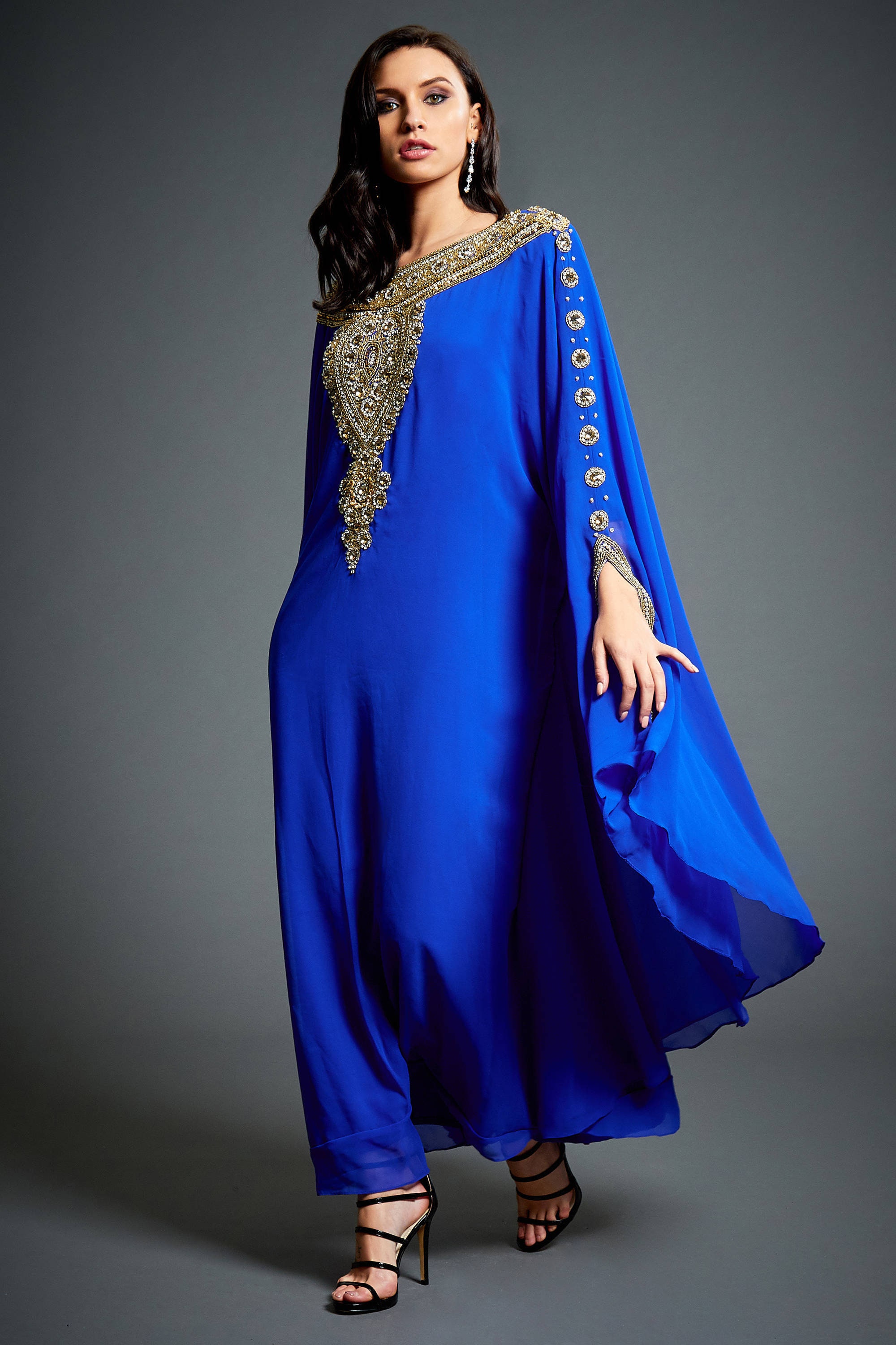 Fiza Arabic Abaya Caftan Gold Embellished Kaftan Dress Etsy