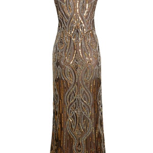 1920s Vintage Inspired Dress In Brown, Maxi Dress, Art Deco, Gatsby Wedding Dress, Downton Abbey, 1920s Cocktail Dress, 1920s Flapper Dress image 5