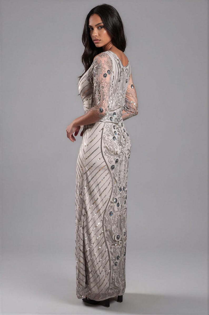 Audrey Grey 1920s Gatsby Dress – Vintage Style Beaded Flapper Gown, Art ...