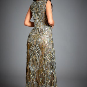 1920s Vintage Inspired Dress In Brown, Maxi Dress, Art Deco, Gatsby Wedding Dress, Downton Abbey, 1920s Cocktail Dress, 1920s Flapper Dress image 3