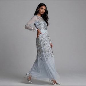 citron and slate blue embroidered long sleeve rhoda tunic dress Dresses Produced in Citron Original Prints and Solid Colors  CITRON  CLOTHING