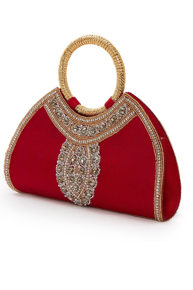 Layla Red Purse Gold Embellished Bridal Purse Bridal Wedding Etsy