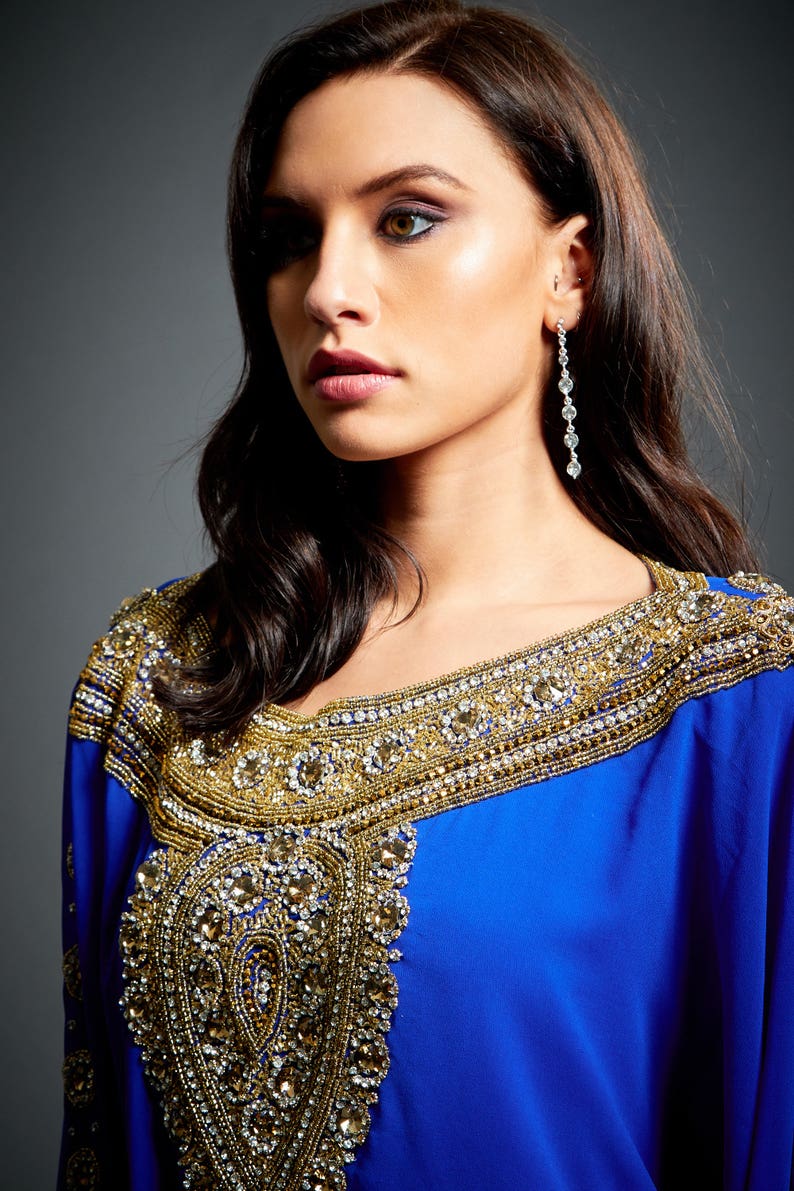 Fiza Arabic Abaya Caftan Gold Embellished Kaftan Dress | Etsy