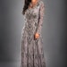 Isabella Grey Beaded Dress, 1920s Gatsby Inspired, Grey Formal Modest Gown, Long Sleeve Wedding Dress, Boho Bridal Dress, Plus Size, S-3XL