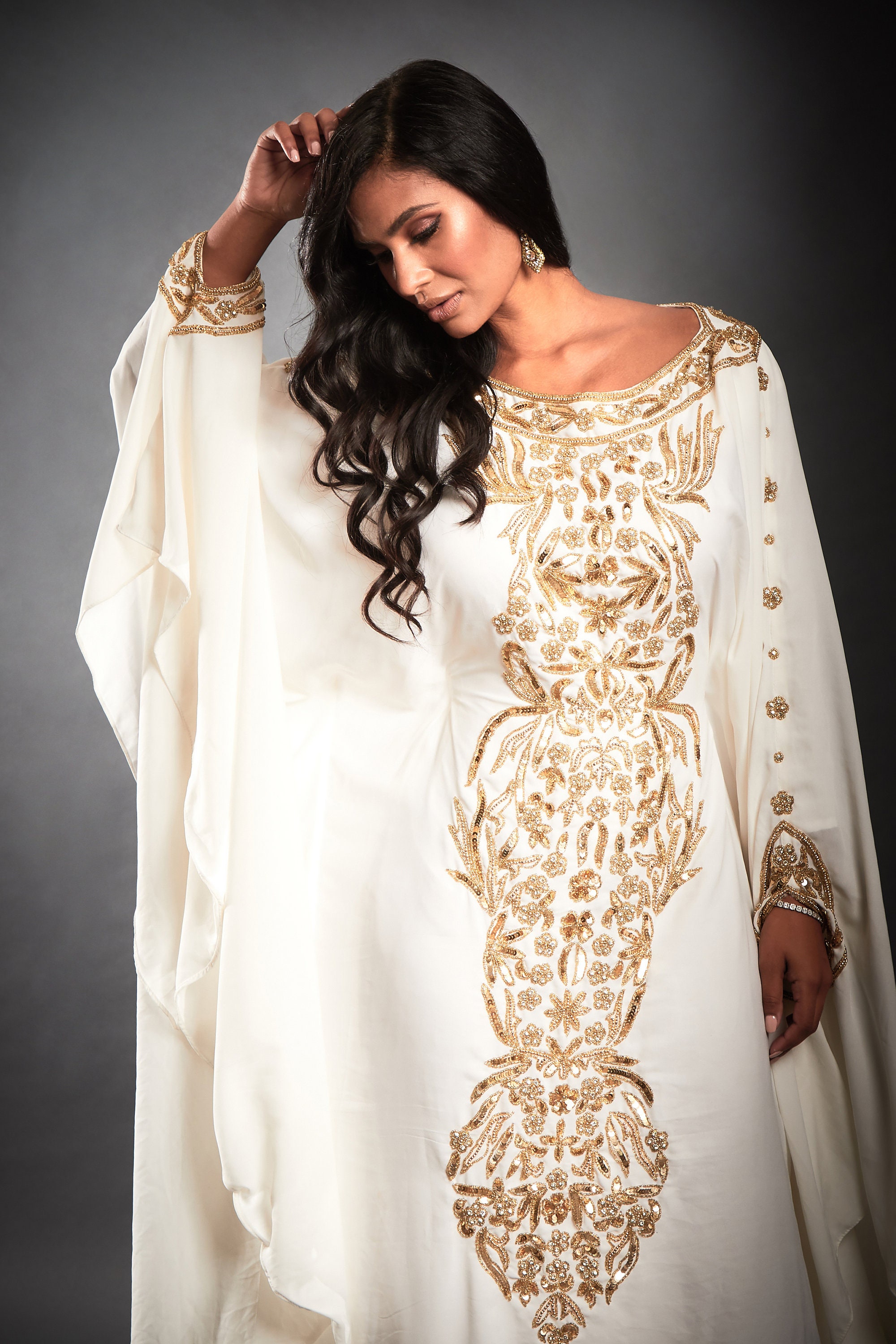 Nahla Abaya Caftan Long Gold Embellished Dress Kaftan Maxi - Etsy UK