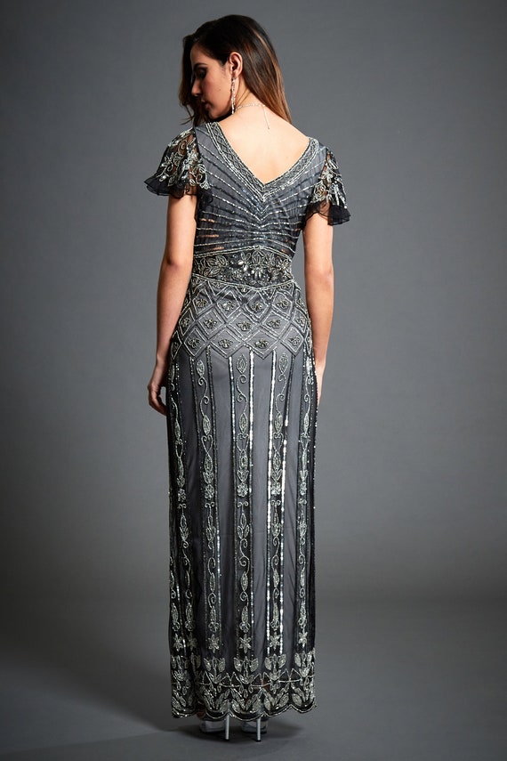 Virginia Beaded 1920s Gatsby Inspired Grey Wedding Guest Etsy