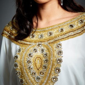 Abaya Kaftan Dress, Arabic Goddess Wedding Dress, Gold Embellished Caftan Dress, Kaftan Maxi Dress, Dubai Kaftan, Plus Size Kaftan, S-4XL image 4