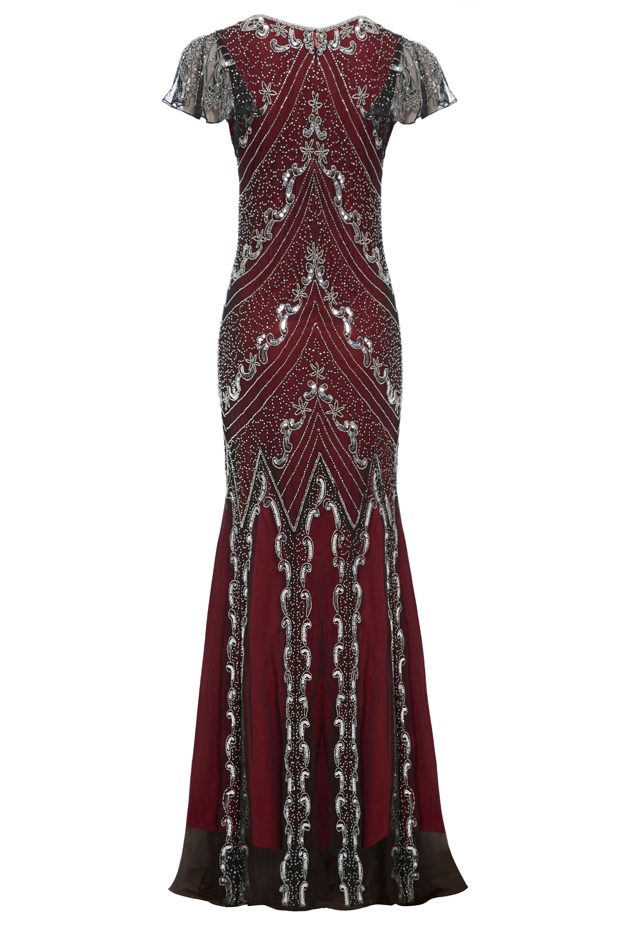 Buy Sophia Vine Red 1920s Gatsby Dress | Art Deco Beaded Gown