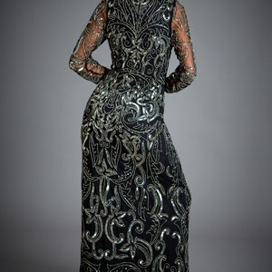 Fiona Black 1920s Dress, Prom Dress, Great Gatsby Dress, Downton Abbey Dress, Long Sleeve Evening Dress, 1920s Dress, Formal Modest Dress image 3