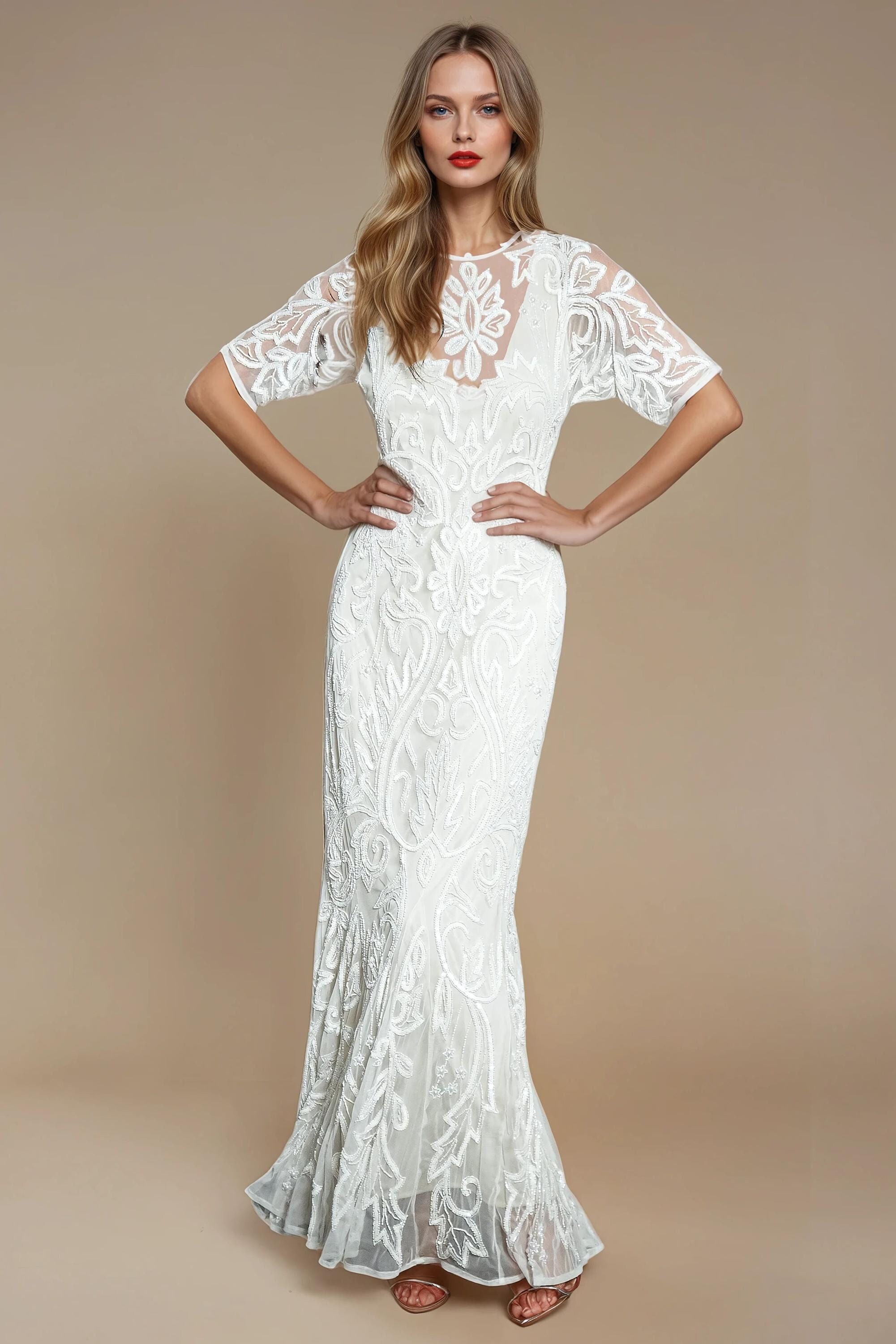 Art Deco Beaded Mermaid Gown