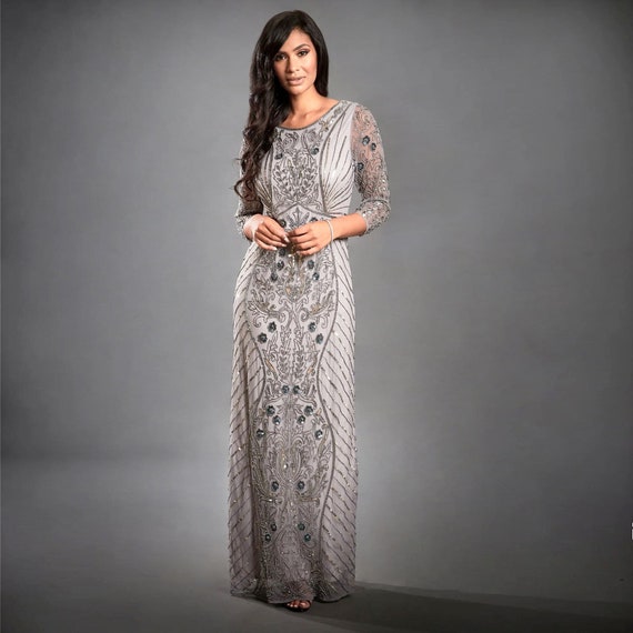 Audrey 1920s Flapper Dress Gatsby Dress With Sleeve Downton