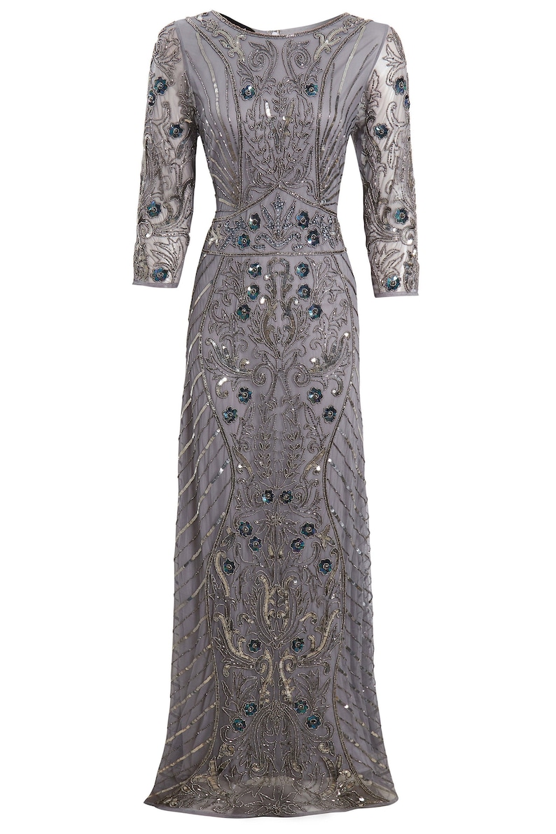 Audrey Grey 1920s Gatsby Dress – Vintage Style Beaded Flapper Gown, Art ...