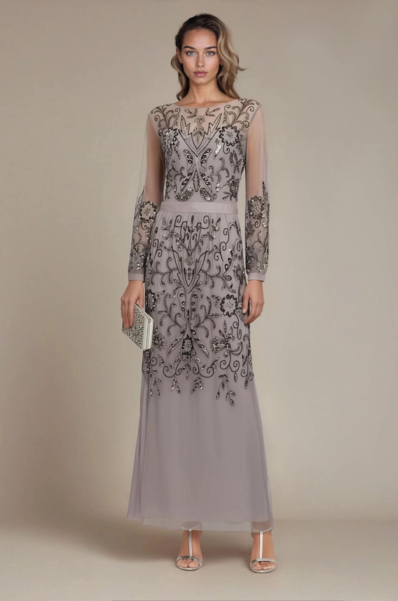 modest grey bridesmaid dresses Modest Dark Green Long Bridesmaid Dresses Deep V-Neck Chiffon Maid of –  Newinlook