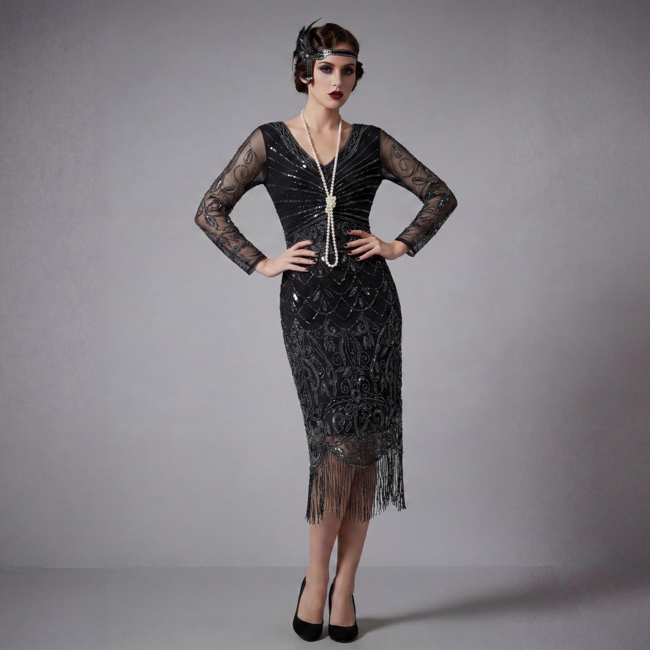long sleeve flapper dress uk 1920s Flapper Dresses | Great Gatsby Dresses