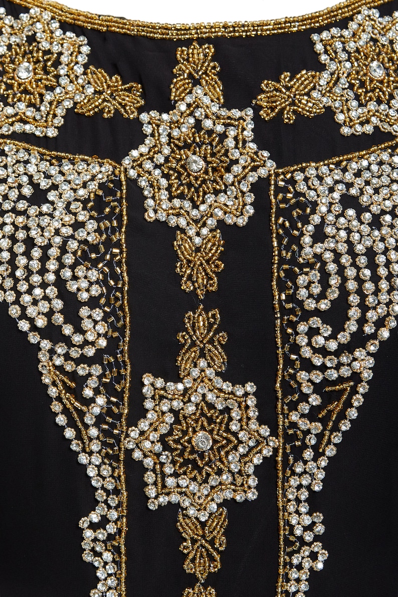 Aliya Black Handmade Caftan Gold Embellished Kaftan Abaya | Etsy
