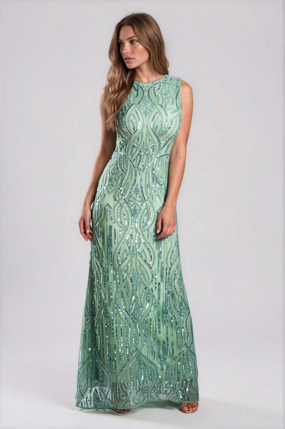 emerald green art deco dress Clara 1920s Gatsby Flapper Dress, Beaded Evening Gown, Vintage Wedding Guest green flapper dress Diana Dress (Leopard) | clothing for curvy women Lined through the body Size:12+