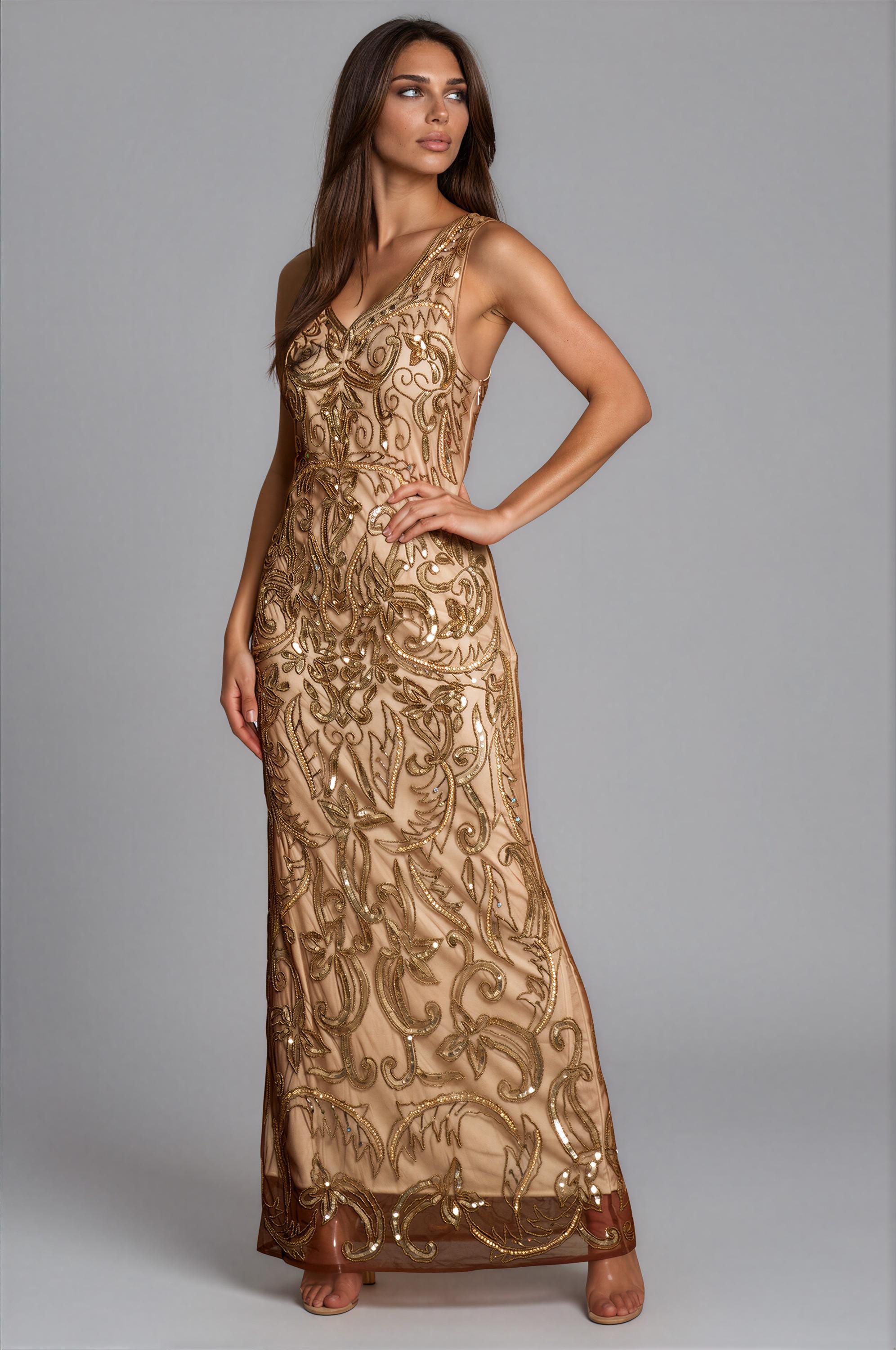 Rose Gold Maxi Dress - Etsy UK Rose Gold Maxi Dress - Etsy UK