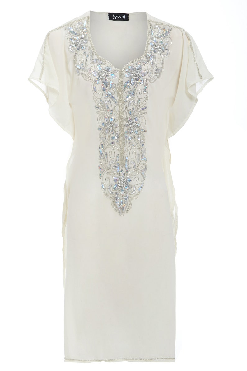 silver kaftan dress