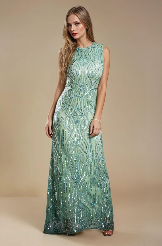 1920s Flapper Dress - Great Gatsby Inspired Vintage Sequins & Fringe Cocktail Gown
