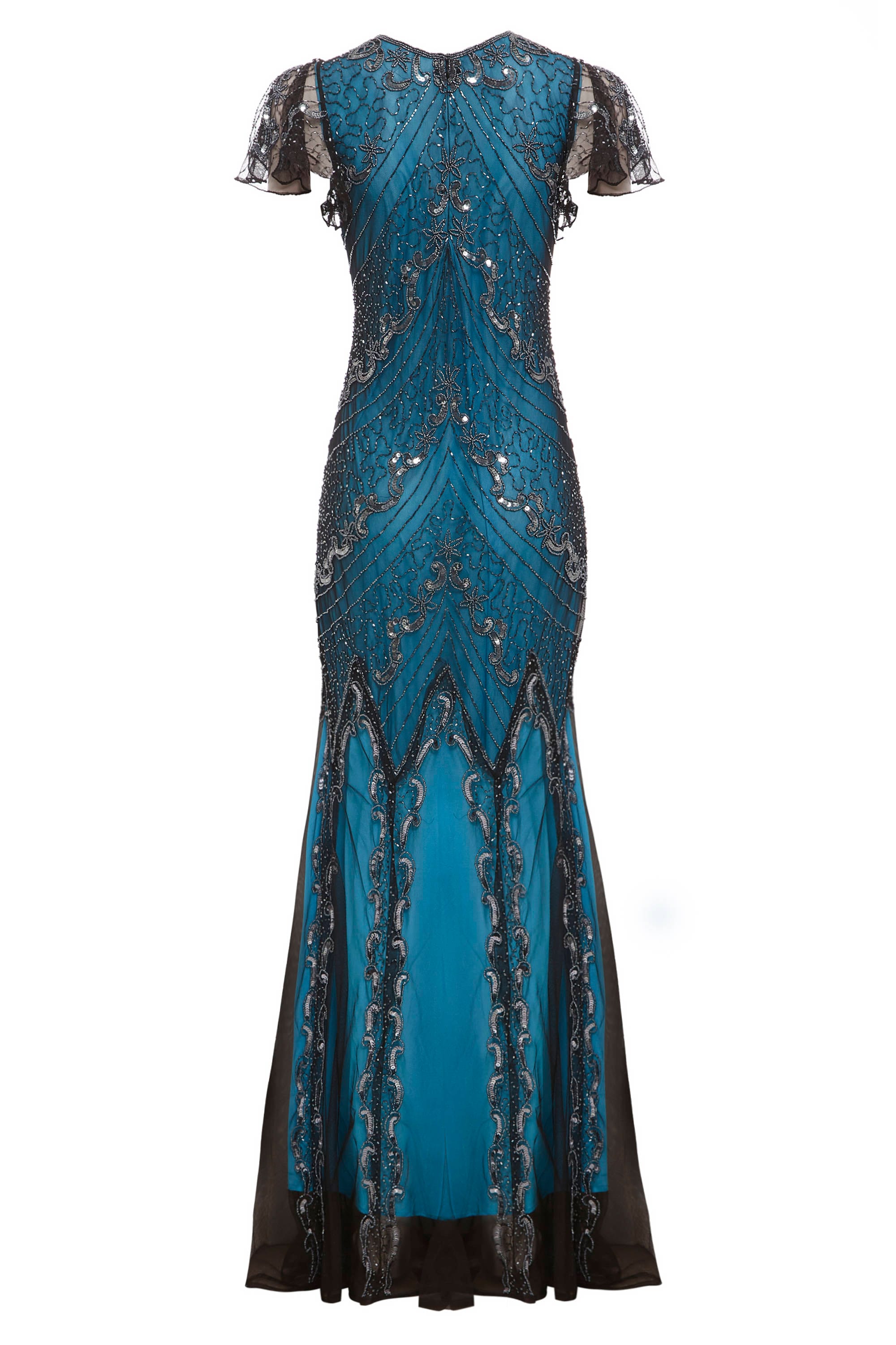 Evelyn 1920s Great Gatsby Inspired Dress, Downton Abbey, Blue Formal 1920s Wedding Dress, Long Evening Gown, Flapper Prom Plus Size Dress