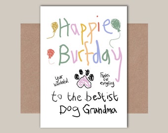 Dog Grandparent Funny Birthday Card - Dog Grandma Nanny Grandad