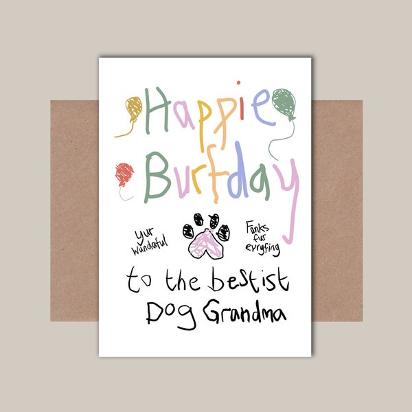 Dog Grandparent Funny Birthday Card - Dog Grandma Nanny Grandad