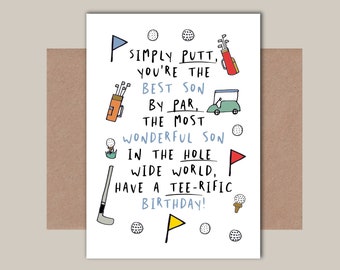 Son Golf Birthday Card - Son Birthday Card