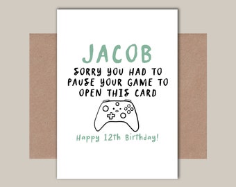 Boys Personalised Birthday Gaming Card - Funny Gamer Card - Choice of Consoles