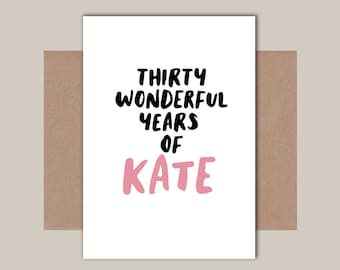 Personalised 30th Birthday Card - Friend 30th Birthday Card