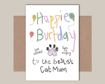 Cat Mum Birthday Card - Bestest Cat Mum