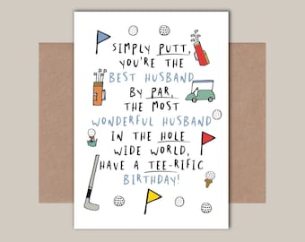 Husband Golf Birthday Card - Best Husband, Wonderful Husband
