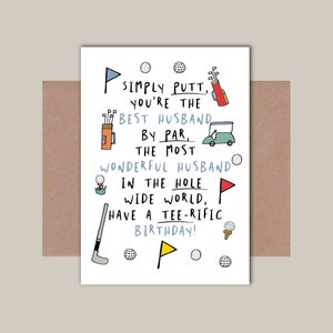 Husband Golf Birthday Card - Best Husband, Wonderful Husband