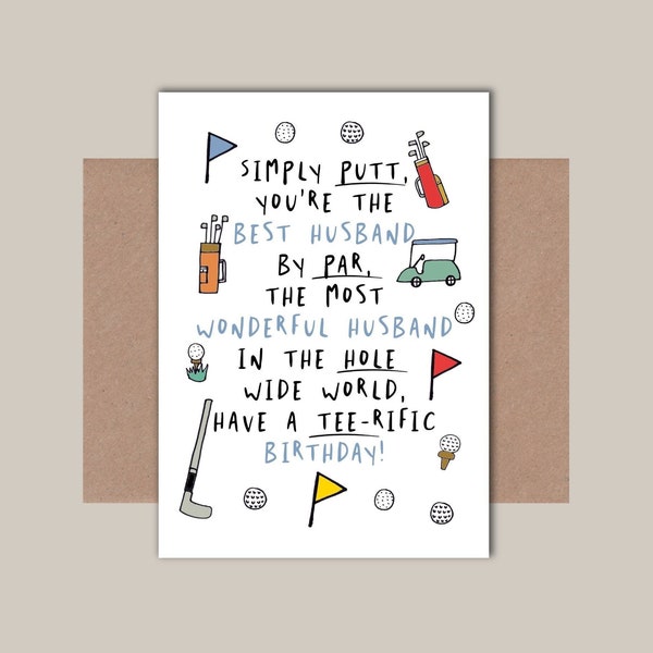 Husband Golf Birthday Card - Best Husband, Wonderful Husband