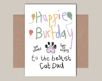 Cat Dad Birthday Card - Bestest Cat Dad