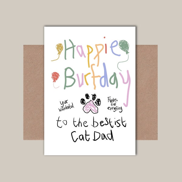 Cat Dad Birthday Card - Bestest Cat Dad