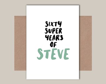 60th Birthday Card - Friend 60th Birthday Card - Choice of colour and text