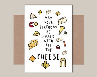 Cheese Birthday Card - Cheese lover, Cheesy Card, Friend Birthday, Husband Birthday, Wife Birthday - Cheese Card - Personalised Card