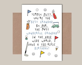 Grandad Golf Birthday Card - Grandad/ Grandpa / Gramps Birthday Card