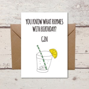 Gin birthday card, Funny Birthday card, friend birthday card, best friend card, gin card, gin birthday, gin present, card for her