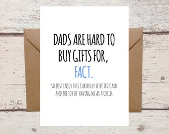 Funny Dad Birthday Card - Sarcastic Card for Dad - Dad's Hard to Buy for