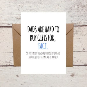 Funny Dad Birthday Card - Sarcastic Card for Dad - Dad's Hard to Buy for
