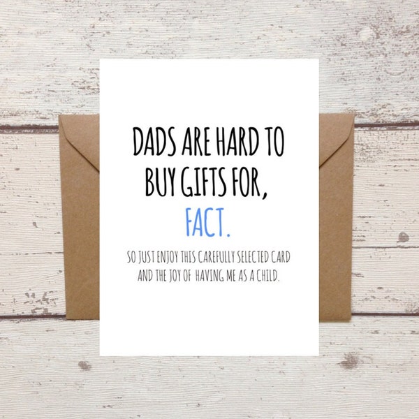 Funny Dad Birthday Card - Sarcastic Card for Dad - Dad's Hard to Buy for