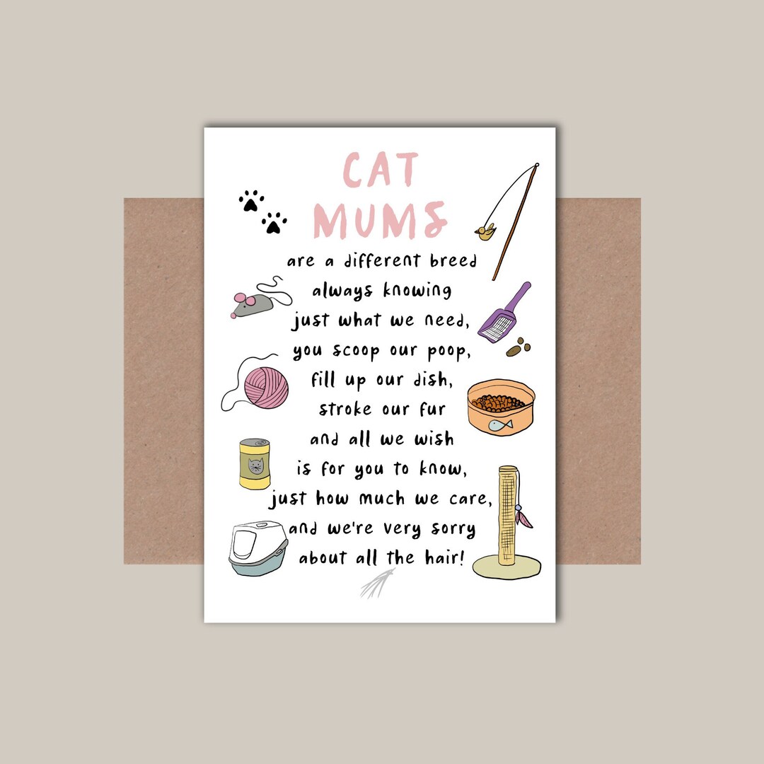 Mum Birthday Card From the Cat - Cat Mum Birthday Card - Etsy UK